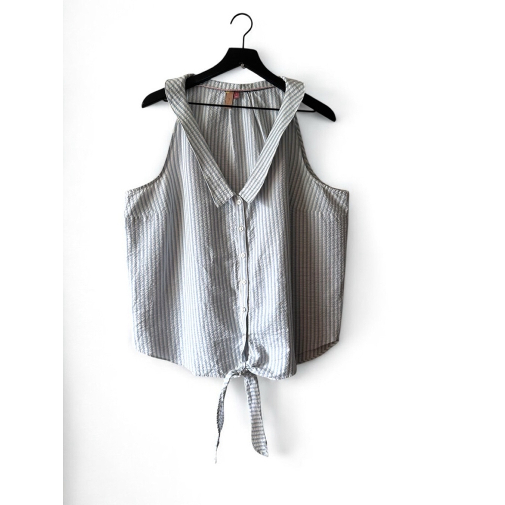 Anthropologie Pilcro Striped Tie-Front Buttondown Tank Women’s Size XL